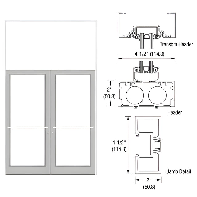CRL-U.S. Aluminum White KYNAR® Paint 76" x 126" Series DF800 Tubular Center Hung Transom Frame Complete (2FT)