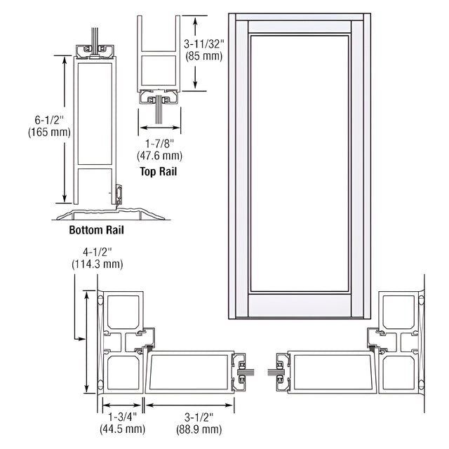 CRL-U.S. Aluminum White KYNAR® Paint Blank Single Series 800 Durafront Medium Stile Offset Hung Entrance Door- No Prep