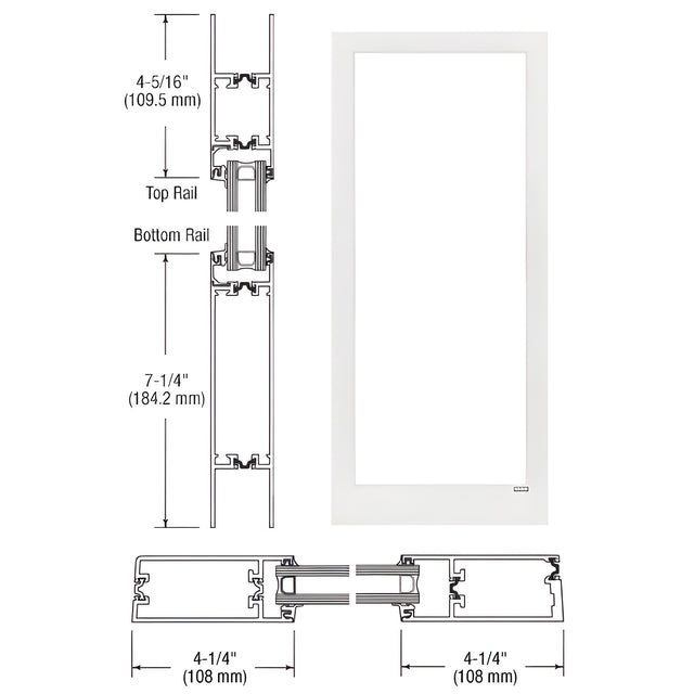 CRL-U.S. Aluminum White KYNAR® Paint Custom Blank Single Series 400T Thermal Medium Stile Offset Hung Entrance Door- No Prep