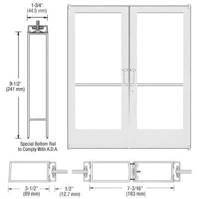 CRL-U.S. Aluminum White KYNAR® Paint Custom Pair Series 400 Medium Stile Offset Pivot Entrance Doors for Surface Mount Door Closer