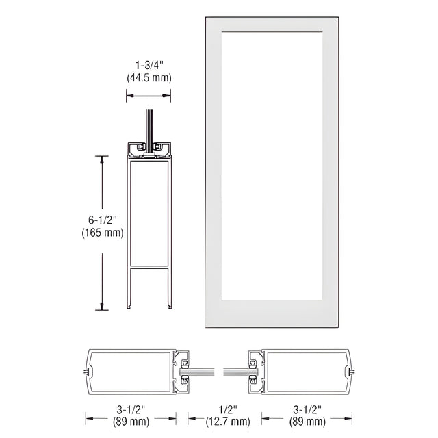 CRL-U.S. Aluminum White KYNAR® Paint Custom Single Blank 400 Medium Stile Center Hung Entrance Door - No Prep
