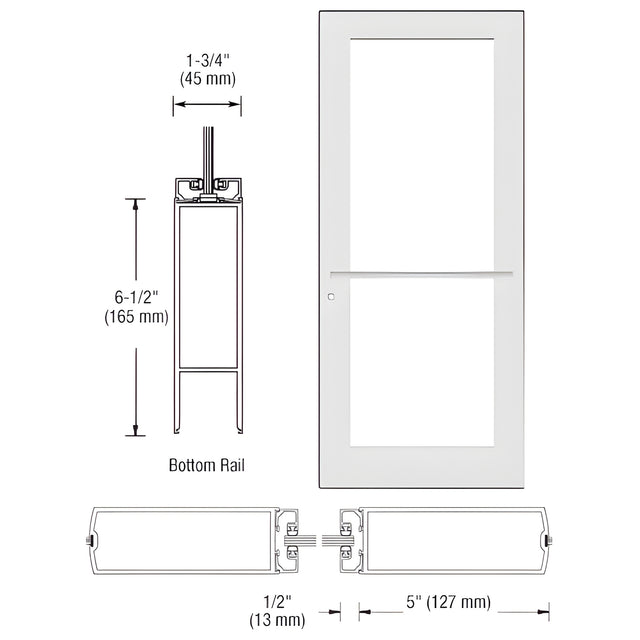 CRL-U.S. Aluminum White KYNAR® Paint Custom Single Series 550 Wide Stile Center Pivot Entrance Door for Overhead Concealed Door Closer