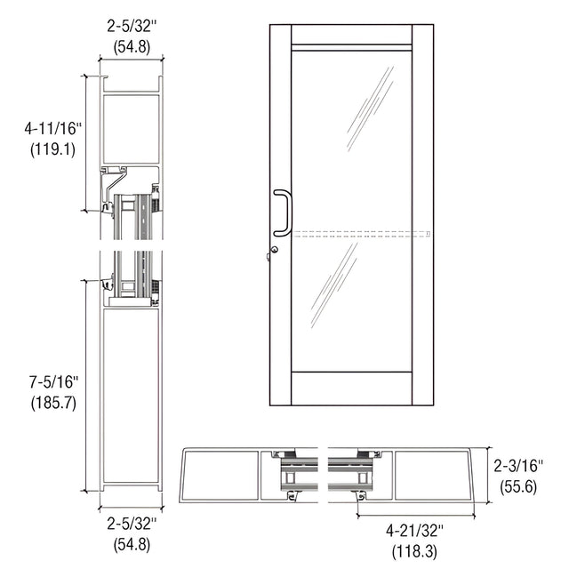 CRL-U.S. Aluminum White KYNAR® Paint Custom Single Series 604 Blast Resistant Butt Hinge Entrance Door for Surface Mount Door Closer