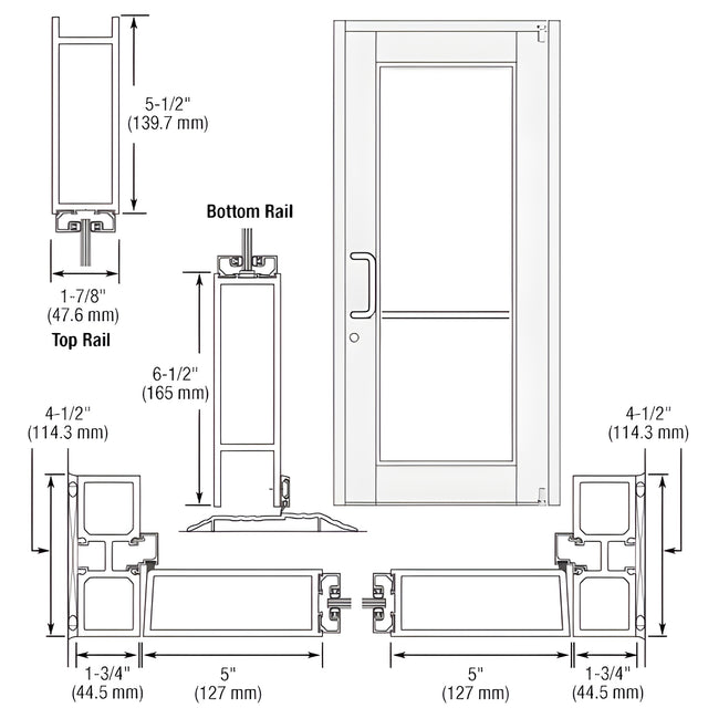 CRL-U.S. Aluminum White KYNAR® Paint Custom Single Series 850 Durafront Wide Stile Offset Pivot Entrance Door for Surface Mount Door Closer