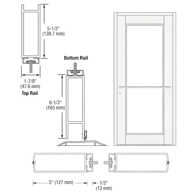 CRL-U.S. Aluminum White KYNAR® Paint Custom Single Series 850 Durafront Wide Stile Center Pivot Entrance Door for Overhead Concealed Door Closer