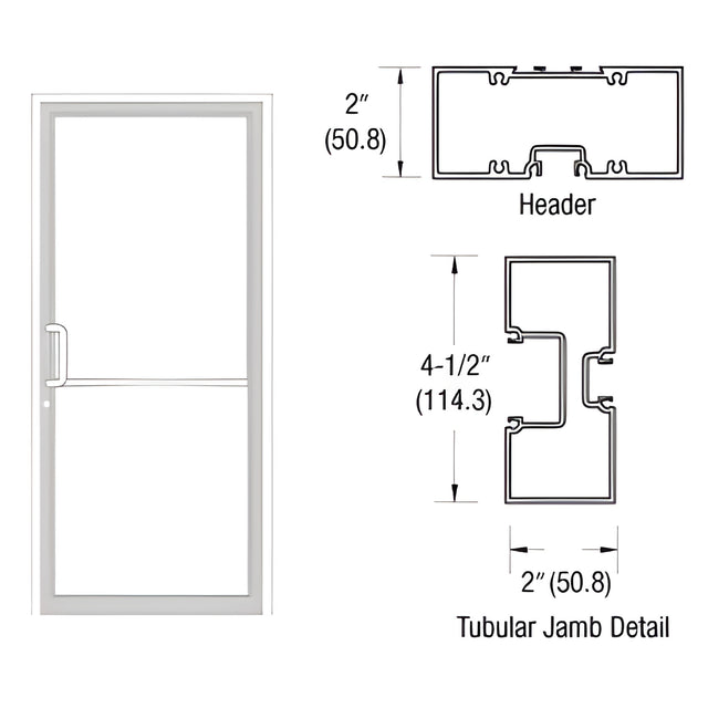 CRL-U.S. Aluminum White KYNAR® Paint Custom Size Series 451 Tubular Butt Hinge Up and Over Frame Complete (1F)
