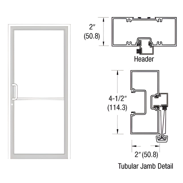 CRL-U.S. Aluminum White KYNAR® Paint Custom Size Series 451 Tubular Gear Hinge Up and Over Frame Complete (1F)