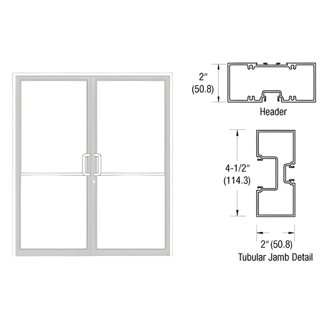 CRL-U.S. Aluminum White KYNAR® Paint Custom Size Series 451 Tubular Butt Hinge Up and Over Frame Complete (2F)