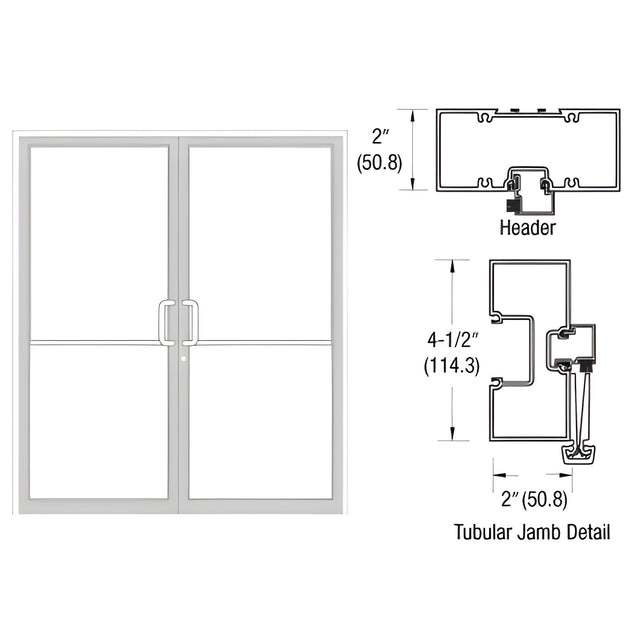 CRL-U.S. Aluminum White KYNAR® Paint Custom Size Series 451 Tubular Gear Hinge Up and Over Frame Complete (2F)