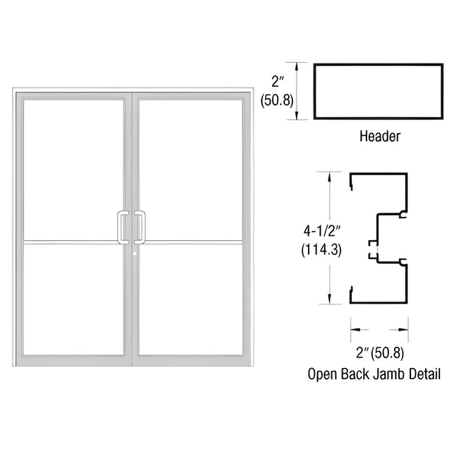 CRL-U.S. Aluminum White KYNAR® Paint Custom Size Series IT451 Open Back Offset Pivot Up and Over Door Frame Complete (2F)