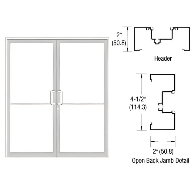 CRL-U.S. Aluminum White KYNAR® Paint Custom Size Series IT451 Open Back Offset Pivot Up and Over Frame Complete (2F)