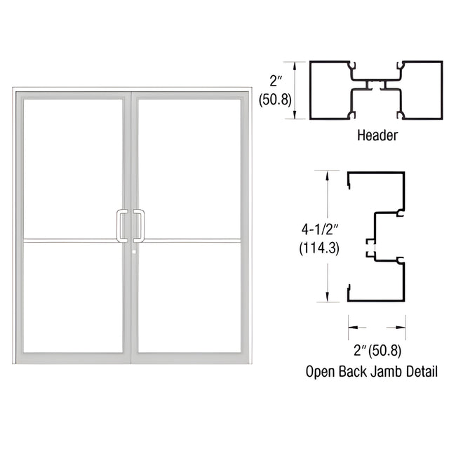CRL-U.S. Aluminum White KYNAR® Paint Custom Size Series IT451 Open Back Butt Hinge Up and Over Frame Complete (2F)