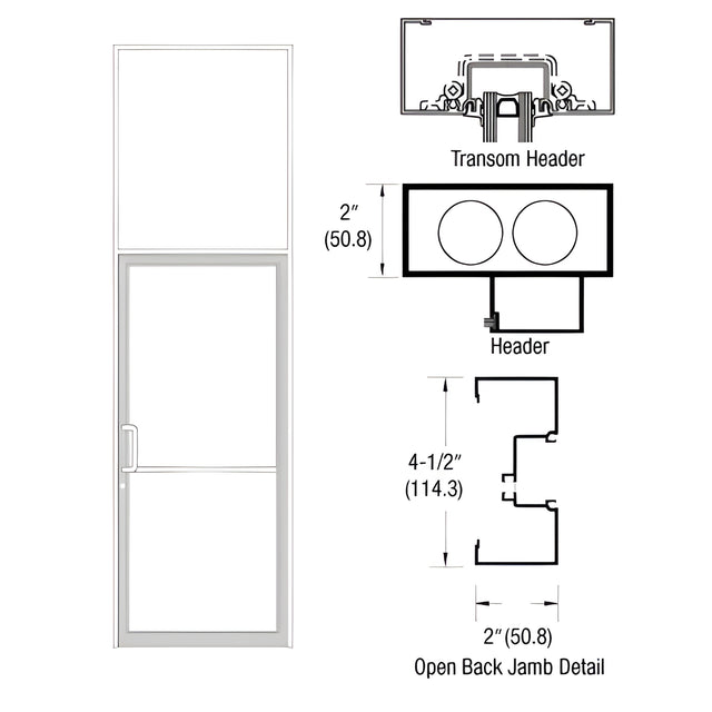 CRL-U.S. Aluminum White KYNAR® Paint Custom Size Series IT451 Open Back Butt Hinge Transom Frame Complete (1FT)