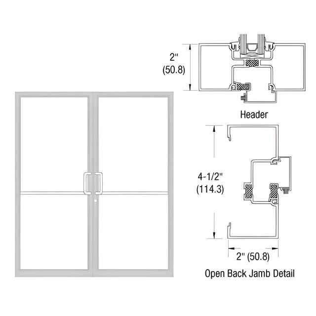 CRL-U.S. Aluminum White KYNAR® Paint Custom Size Series IT451 Open Back Offset Pivot Up and Over Frame Complete (2F)