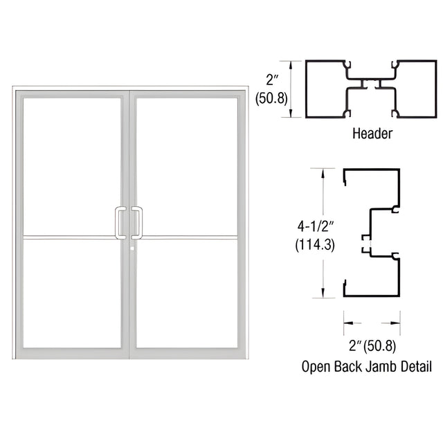 CRL-U.S. Aluminum White KYNAR® Paint Custom Size Series IT451 Open Back Offset Pivot Up and Over Frame Complete (2F)