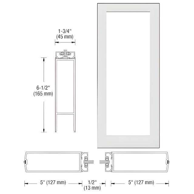CRL-U.S. Aluminum White KYNAR® Paint Custom Size Single Blank 550 Wide Center Stile Entrance Door - No Prep