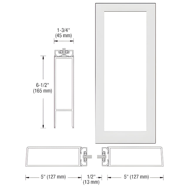CRL-U.S. Aluminum White KYNAR® Paint Custom Size Single Blank 550 Wide Offset Hung Entrance Door - No Prep