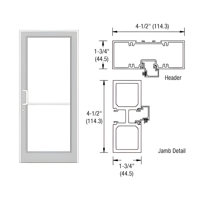 CRL-U.S. Aluminum White KYNAR® Paint Custom Sized Series 450 Tubular Butt Hinge Up and Over Frame Complete (1F)