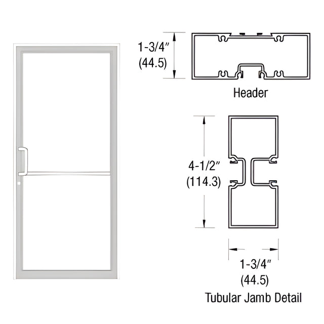CRL-U.S. Aluminum White KYNAR® Paint Custom Sized Series 450 Tubular Gear Hinge Up and Over Frame Complete (1F)