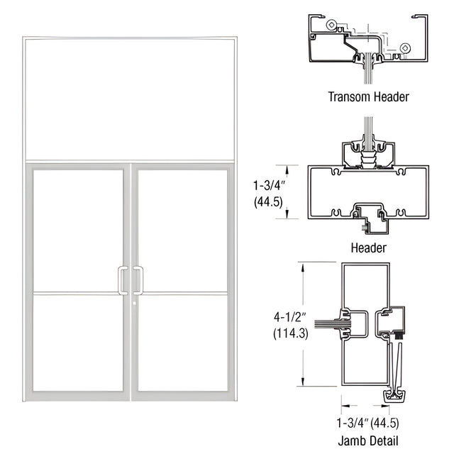 CRL-U.S. Aluminum White KYNAR® Paint Custom Sized Series 450 Tubular Gear Hinge Transom Frame Complete (2FT)