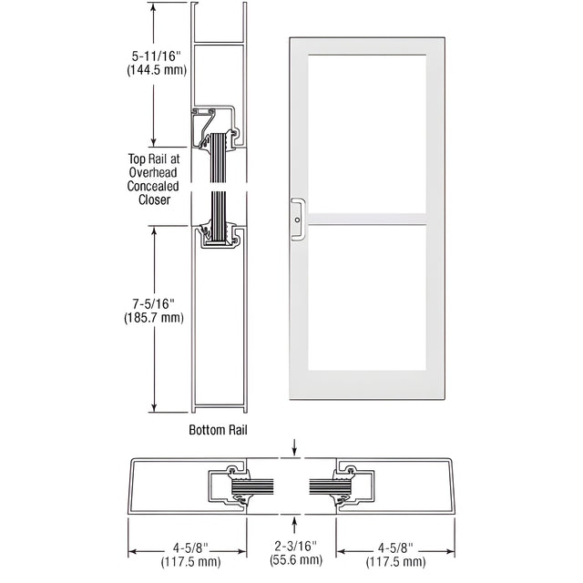 CRL-U.S. Aluminum White KYNAR® Paint IG500 Series Custom Single StormFront™ Gear Hinged Entrance for Panic and Overhead Concealed Closer
