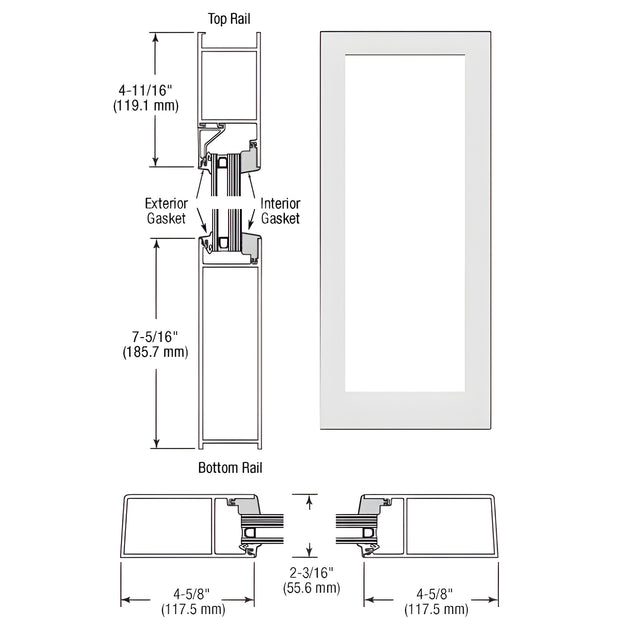CRL-U.S. Aluminum White KYNAR® Paint IG600 Series Blank Single Hurricane Resistant Offset Hung Entrance Door - No Prep