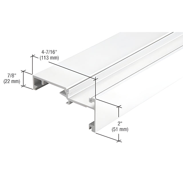 CRL-U.S. Aluminum White KYNAR® Paint Inside Glaze Horizontal Mullion - 24'-2"