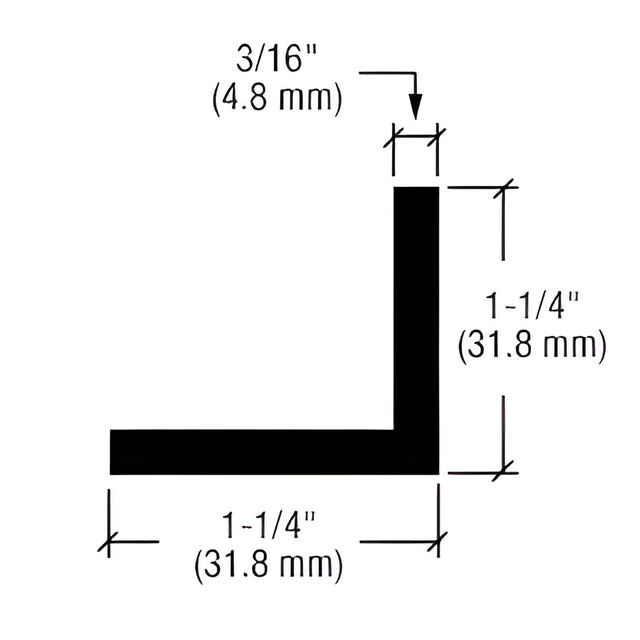 CRL-U.S. Aluminum White KYNAR® Paint L-Bar 1-1/4" x 1-1/4" x 3/16" - 21'-2"