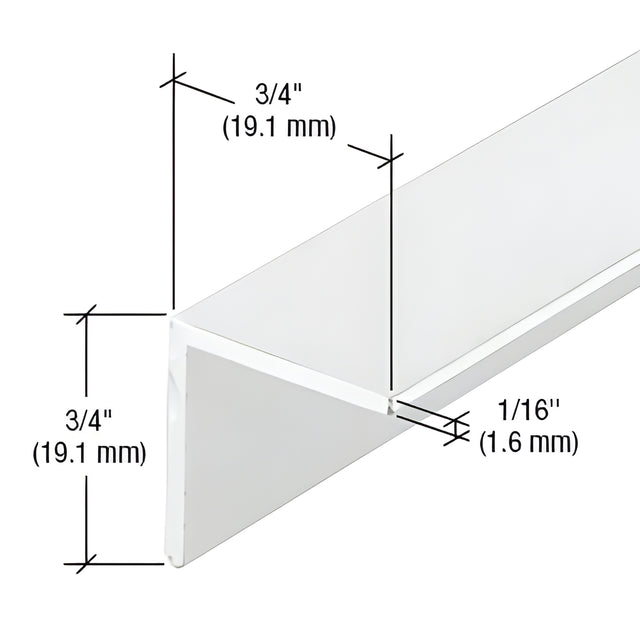 CRL-U.S. Aluminum White KYNAR® Paint L-Bar 3/4" x 3/4" x 1/16" - 21'-2"