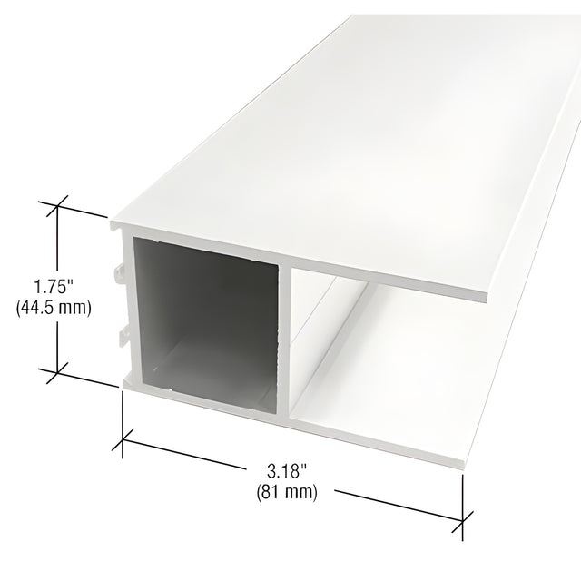 CRL-U.S. Aluminum White KYNAR® Paint Narrow Stile Bottom Rail and Medium Stile Top Rail 3-3/16", 21'-6"