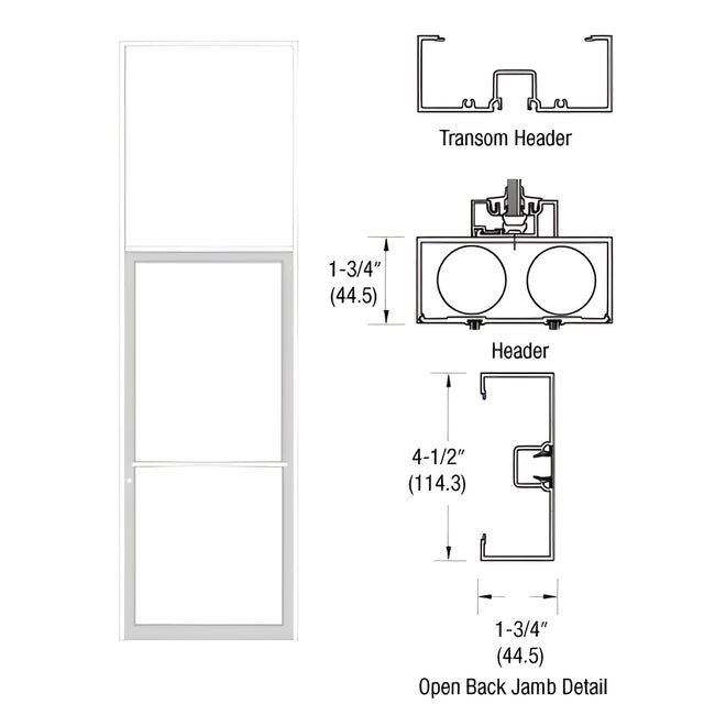 CRL-U.S. Aluminum White KYNAR® Paint Series 451 Transom Frame for a Single Door