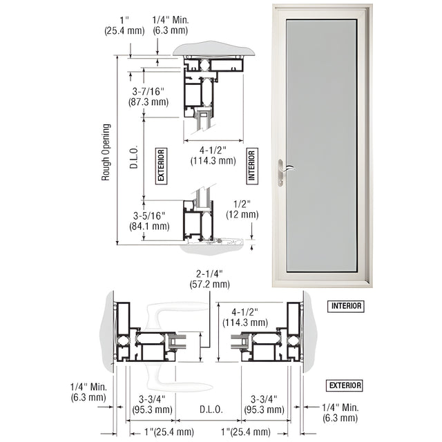 CRL-U.S. Aluminum White KYNAR® Paint Series 900 Terrace Door Hinged Left Swing Out for 1" Glass