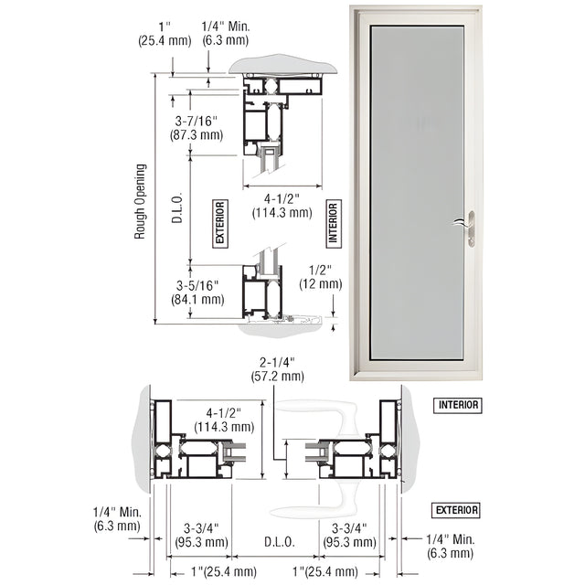 CRL-U.S. Aluminum White KYNAR® Paint Series 900 Terrace Door Hinged Right Swing Out for 1" Glass