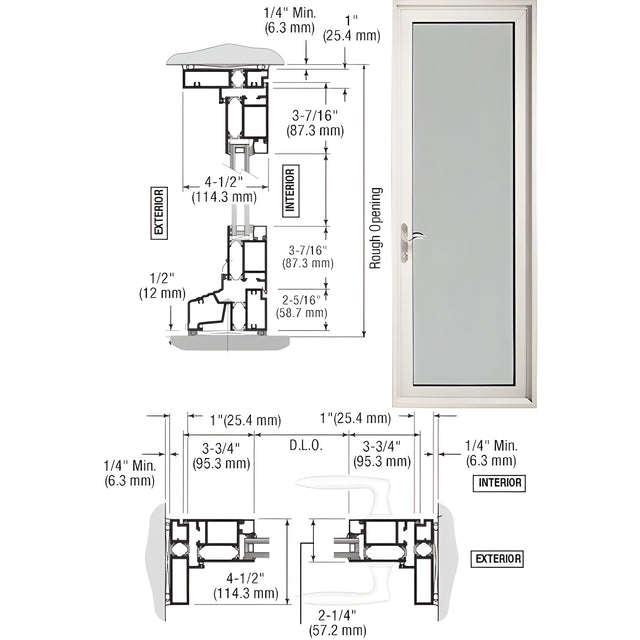 CRL-U.S. Aluminum White KYNAR® Paint Series 900 Terrace Door Hinged Right Swing In