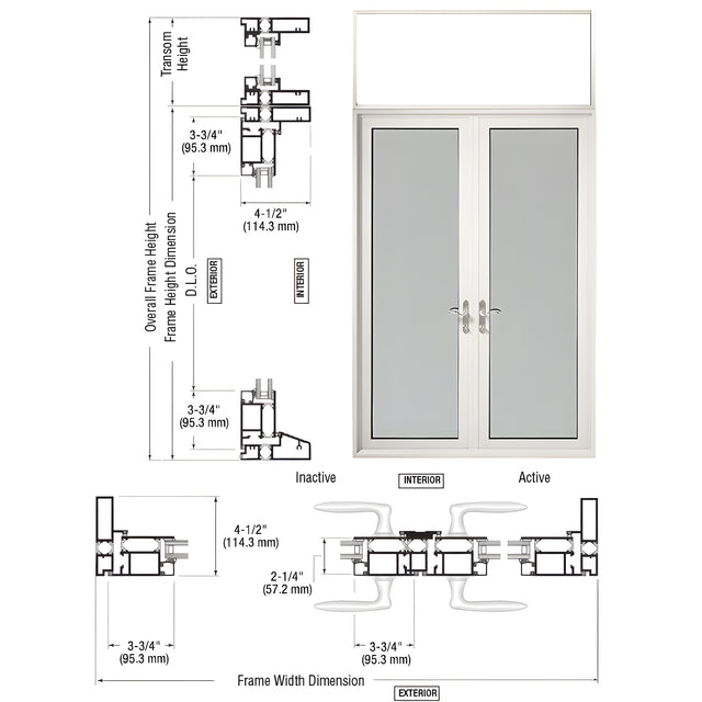 CRL-U.S. Aluminum White KYNAR® Paint Series 900 Terrace Door Pair Swing Out