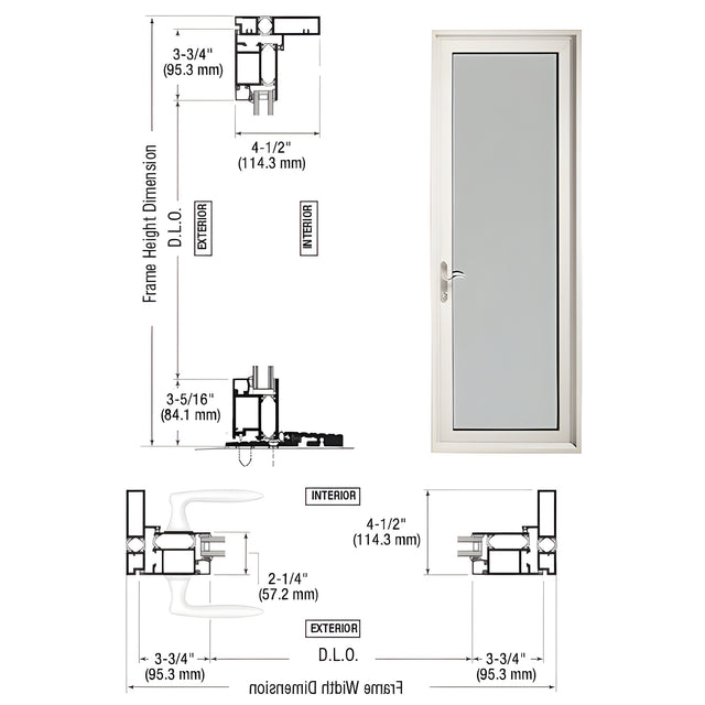 CRL-U.S. Aluminum White KYNAR® Paint Series 925 Patio Door Hinge Left Swing Out