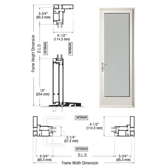 CRL-U.S. Aluminum White KYNAR® Paint Series 925 Patio Door Hinged Left Swing Out