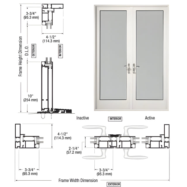 CRL-U.S. Aluminum White KYNAR® Paint Series 925 Patio Door Pair Swing Out