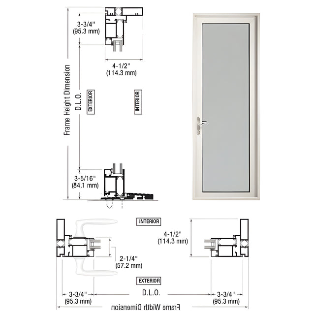CRL-U.S. Aluminum White KYNAR® Paint Series 925 Patio Door Pivot Hinge Left Swing Out