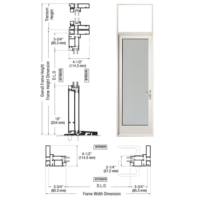 CRL-U.S. Aluminum White KYNAR® Paint Series 925 Single Transom Patio Door Hinge Right Swing Out