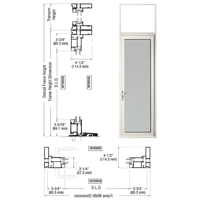CRL-U.S. Aluminum White KYNAR® Paint Series 925 Single Transom Patio Door Hinge Left Swing Out