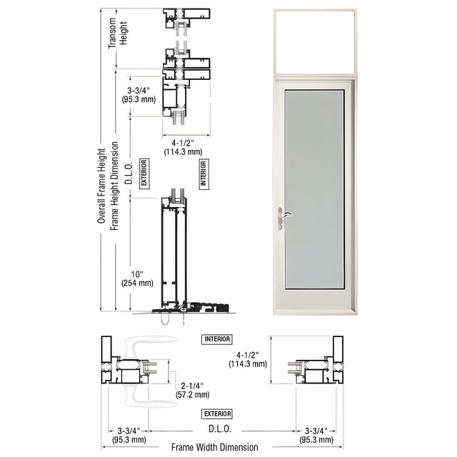 CRL-U.S. Aluminum White KYNAR® Paint Series 925 Transom Patio Door Hinge Left Swing Out