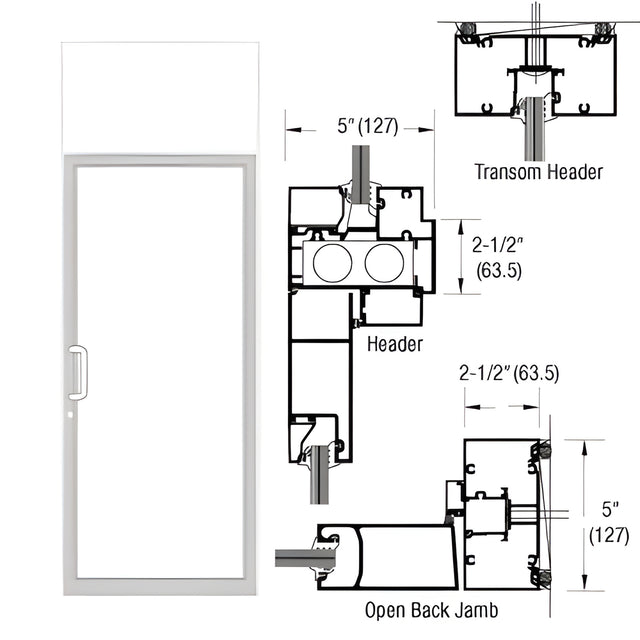 CRL-U.S. Aluminum White KYNAR® Paint Series IG500 Custom Transom Door Frame for Geared Hinged, CVR Strike, and Overhead Concealed Closer