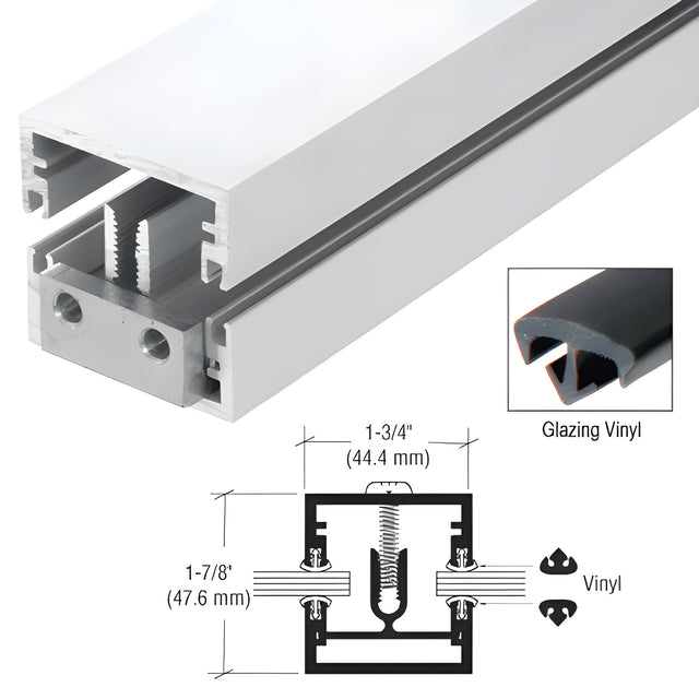 CRL-U.S. Aluminum White KYNAR® Paint Shallow 1-3/4" x 1-7/8" Division Bar with Vinyl, 24'