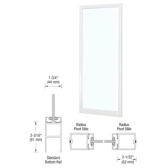 CRL-U.S. Aluminum White KYNAR® Paint Single 36" x 84" Blank 250 Narrow Center Stile Entrance Door