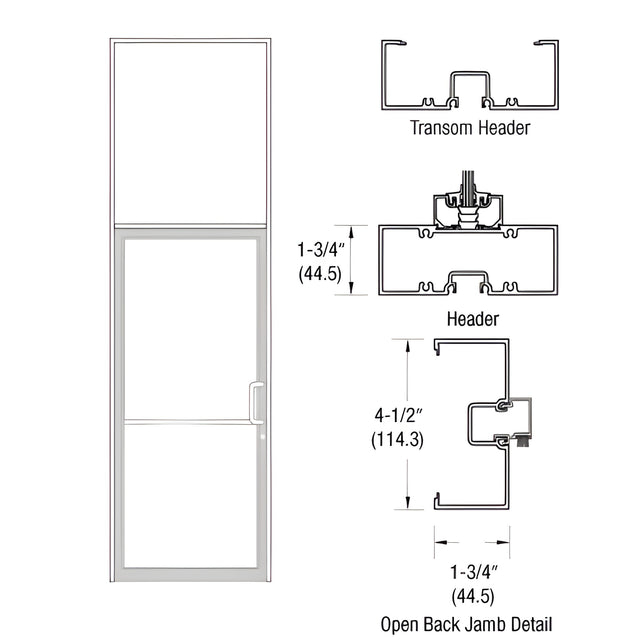 CRL-U.S. Aluminum White KYNAR® Paint Single Door 39-1/2" x 126" Right Hand Transom Frame