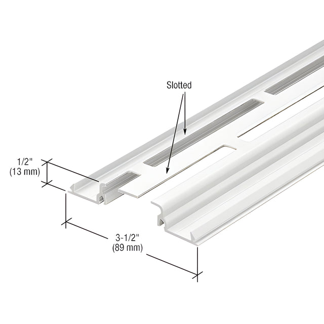 CRL-U.S. Aluminum White KYNAR® Paint Slotted Shallow Pocket Insert for 1" Glass - 24'-2"