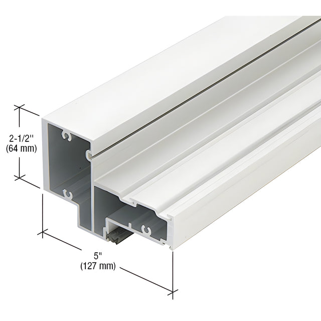 CRL-U.S. Aluminum White KYNAR® Paint Transom Door Header for 9/16" Glass and Surface Closer - 24'-2"