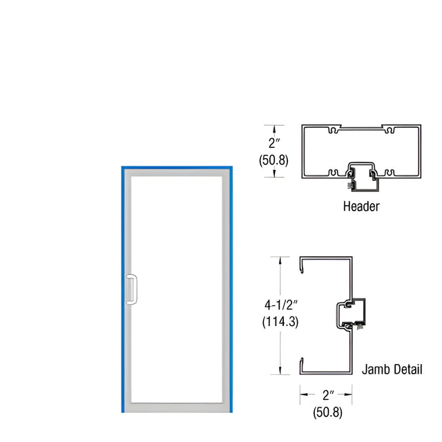 CRL-U.S. Aluminum White KYNAR® Paint Up and Over Hinge Left Door Frame for Single Door with Offset Pivots, Panics and Surface Closers