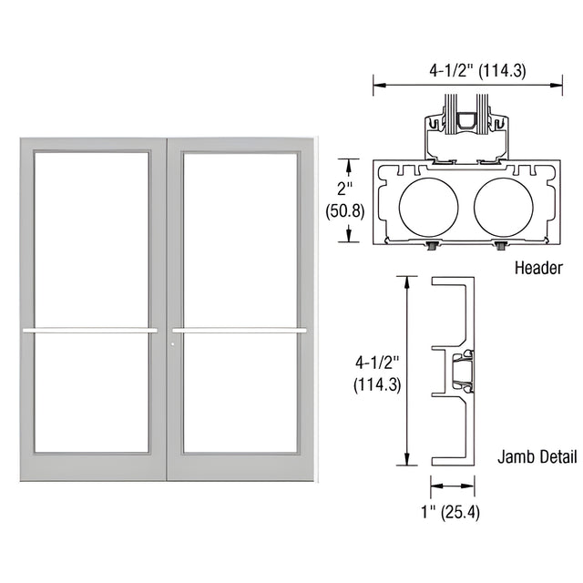 CRL-U.S. Aluminum White Painted Series DF800 Up/Over Sub Frame for a Pair of Doors
